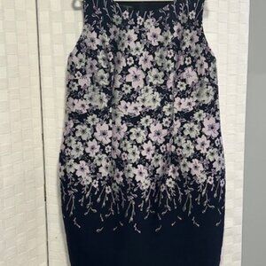 Navy Embroidered Occasion Sheath Dress